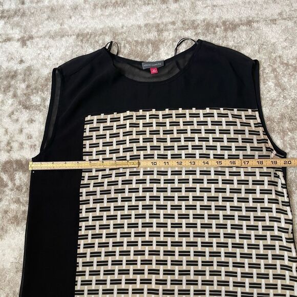 Vince Camuto black & cream patterned semi sheer SZ M - Picture 7 of 9